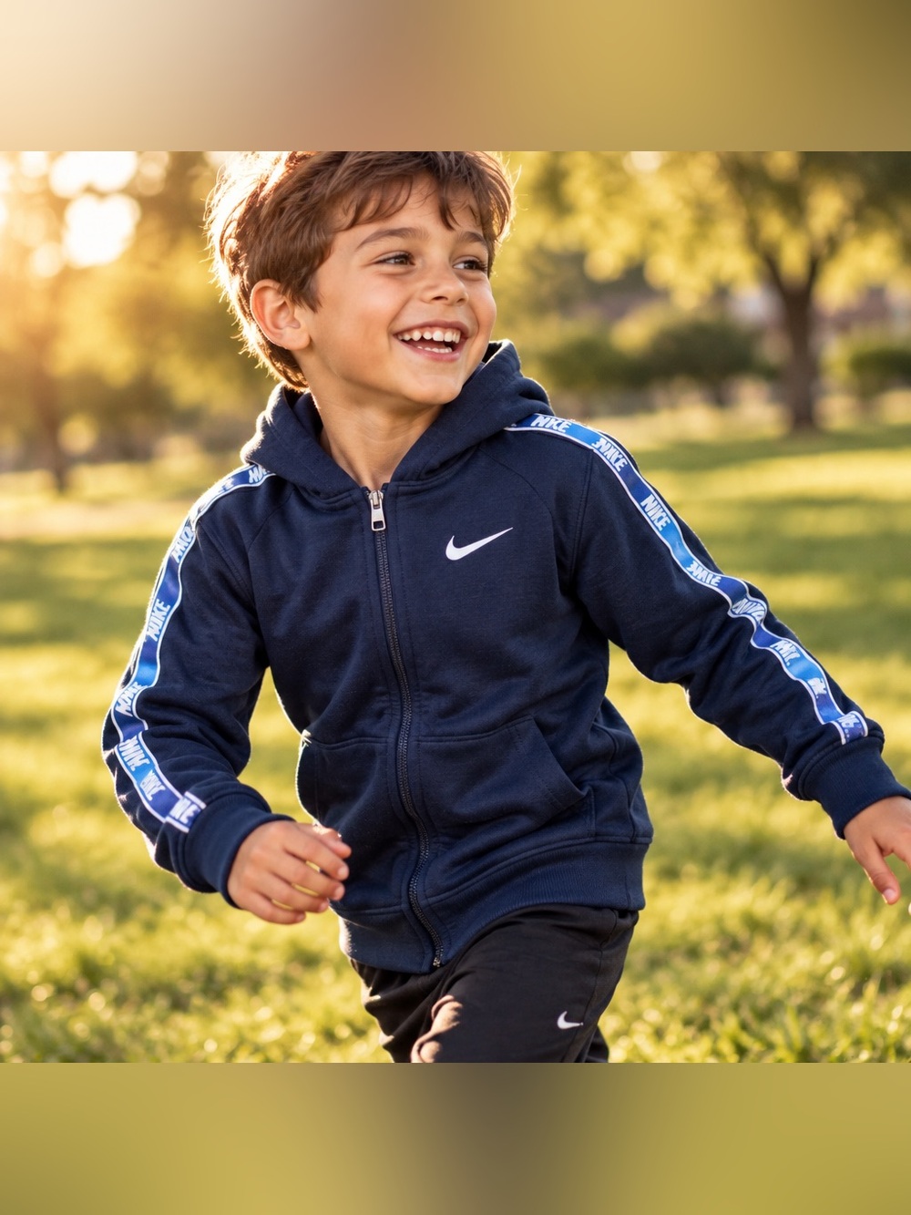 Nike Dri-Fit Kids Boys Cozy Soft Fleece Navy Hooded Zip-Up Jacket M/6